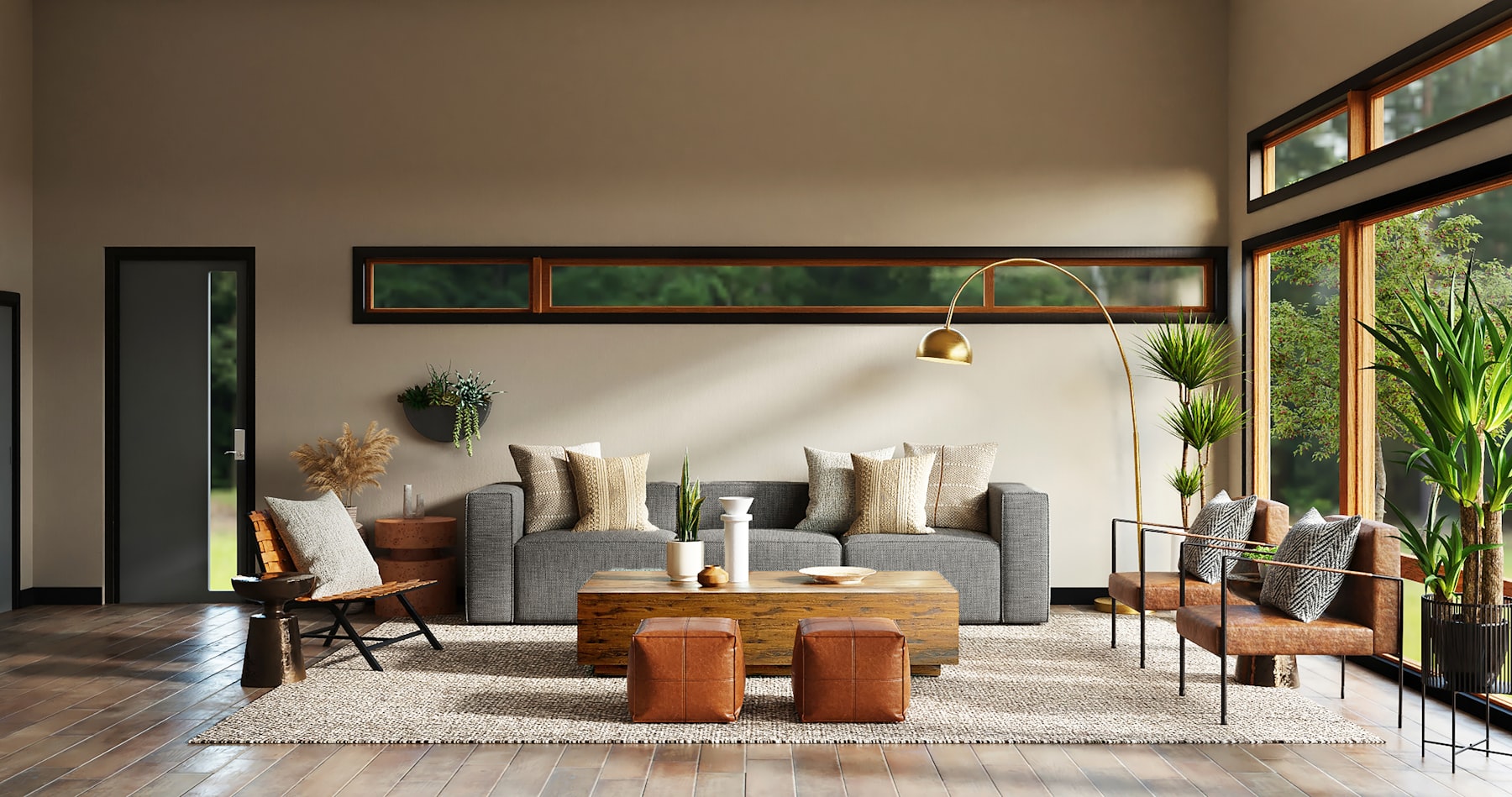 Interior renovation with updated flooring and finished walls